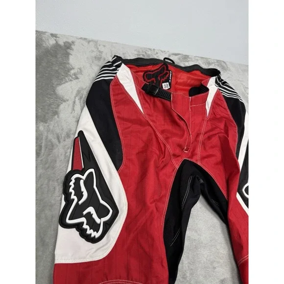 Vintage Fox Racing 180 Pants Mens 36 Red Black White Motocross Bike Leather Y2K - Picture 14 of 16